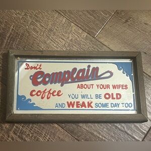 Vintage Style Wooden Wall Mirror with Blue and Red Accents